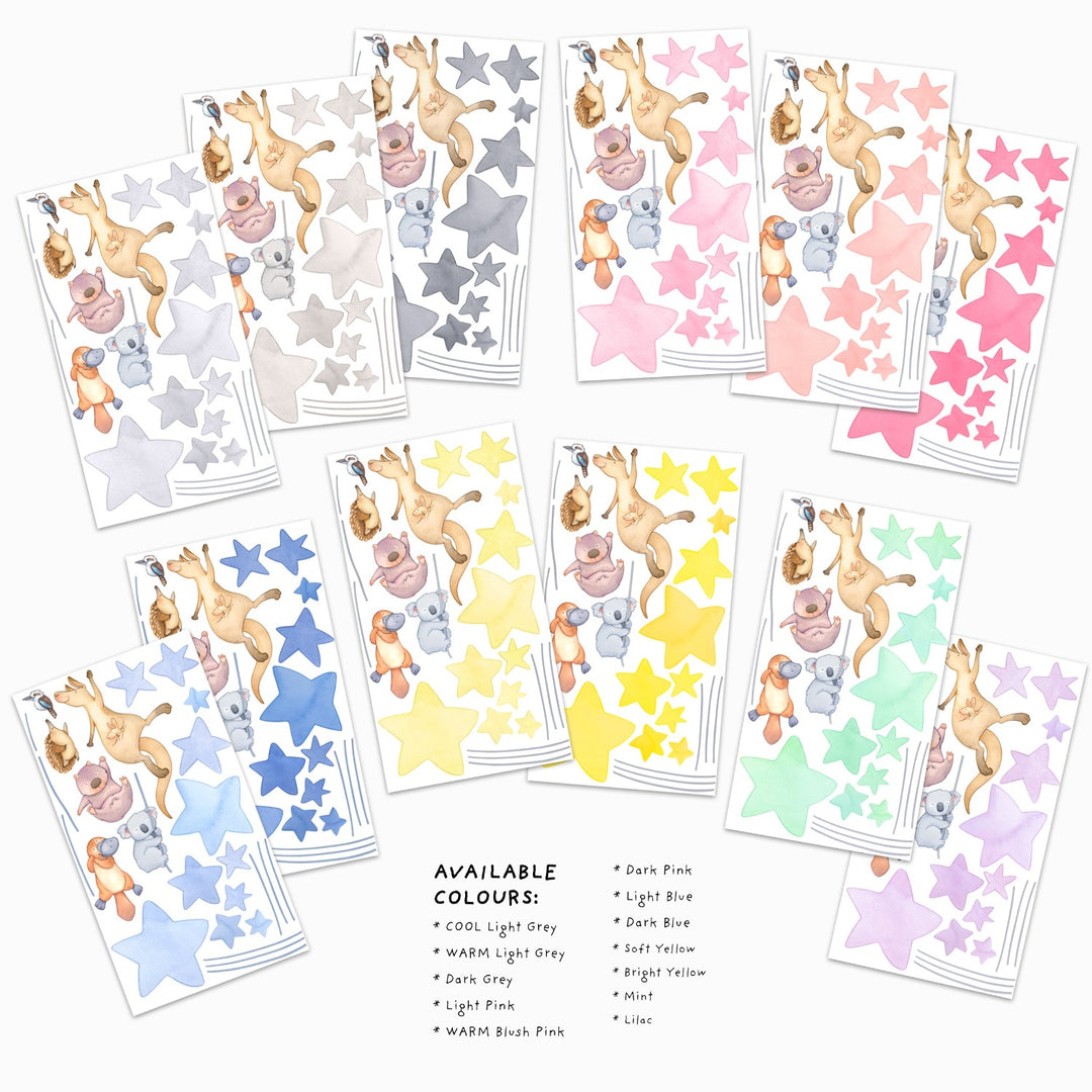 Available colours in our Australian animal decal set