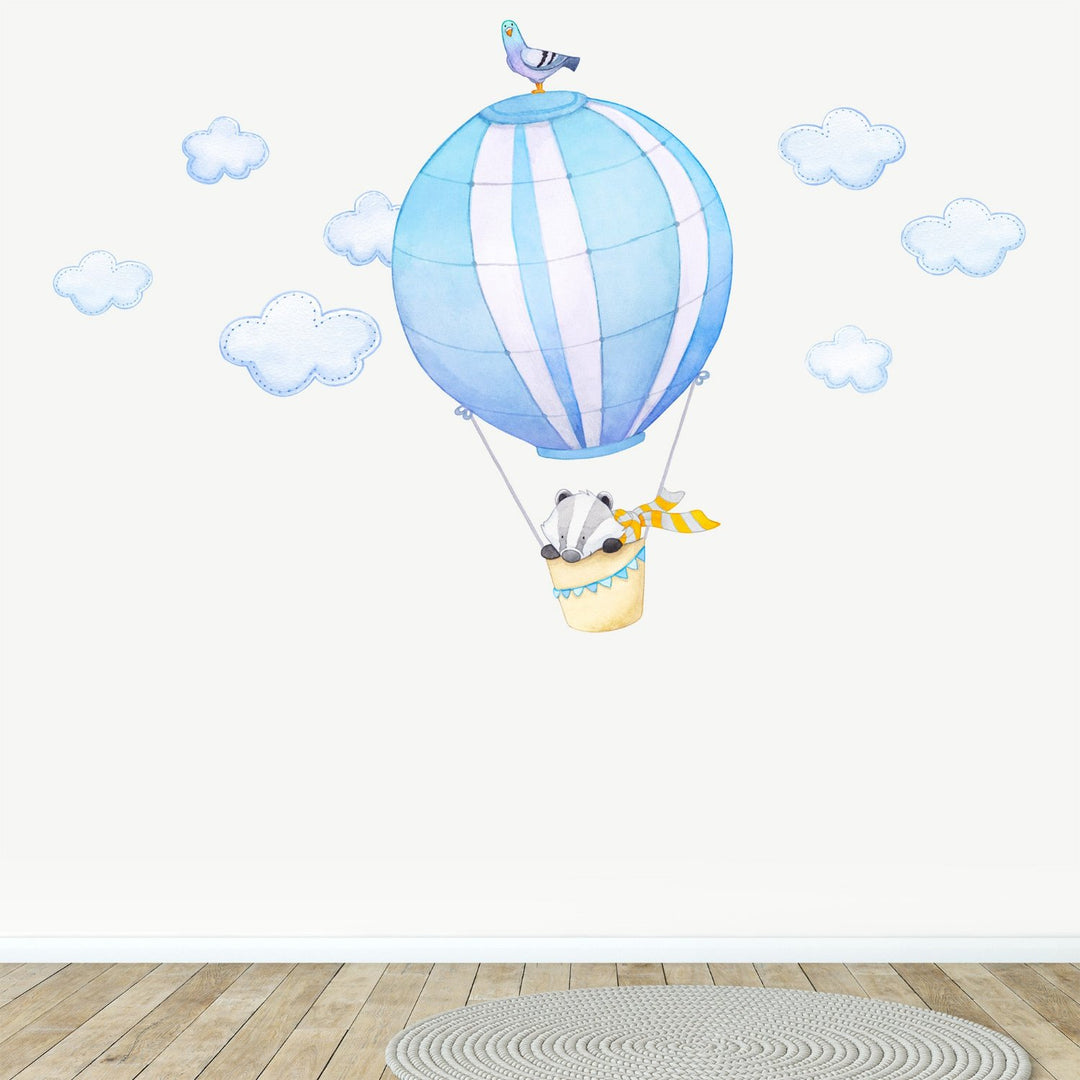 Badger in Hot Air Balloon Wall Decals