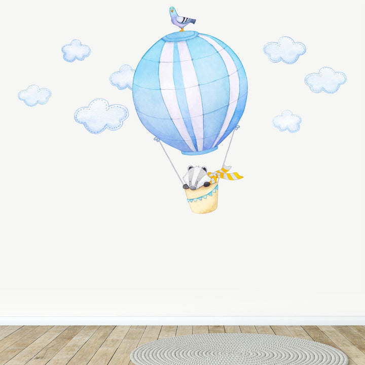 Badger in Hot Air Balloon Wall Decals