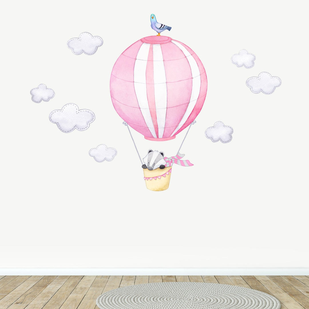 Badger in Hot Air Balloon Wall Decals