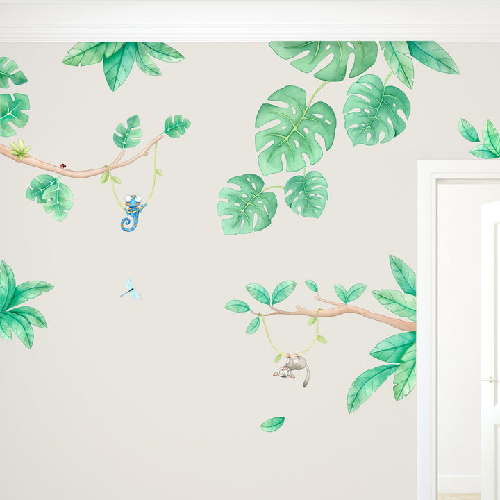 leaf removable wall stickers, jungle branches, regular