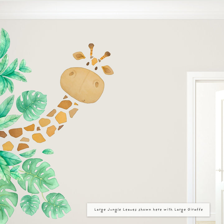 jungle Leaves fabric wall decals, giraffe, large