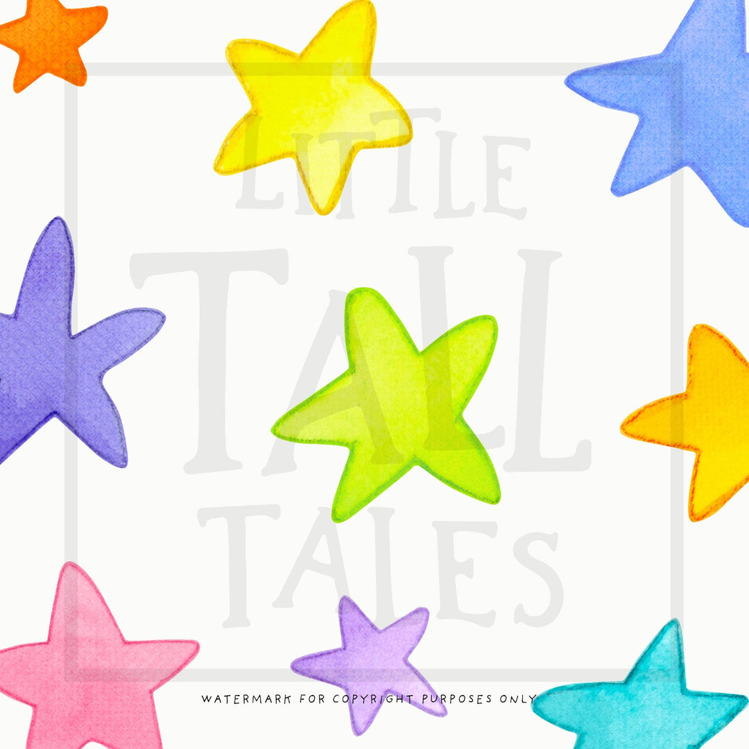 rainbow stars wall decals or kids room, playroom, nursery, close up