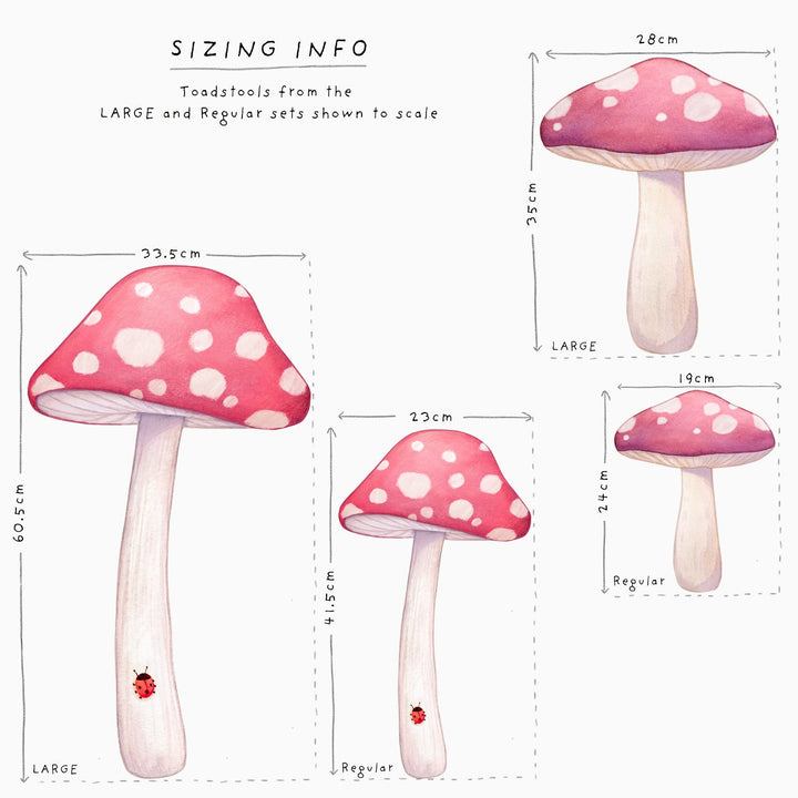 Regular and Large Toadstool size information