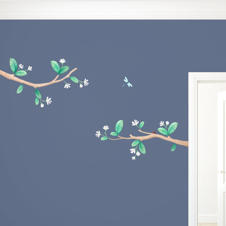 tree branch with flowers wall decals, white, little tall tales