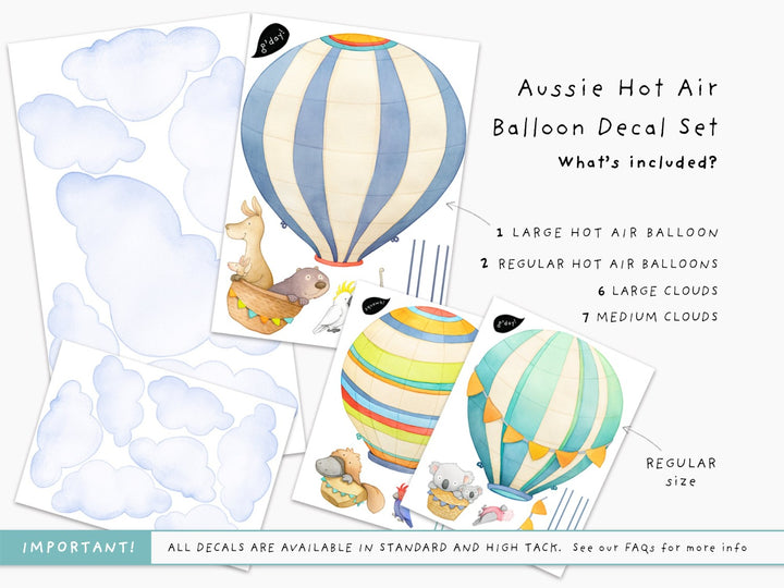 What's included in the Aussie Hot Air Balloon Decal Set