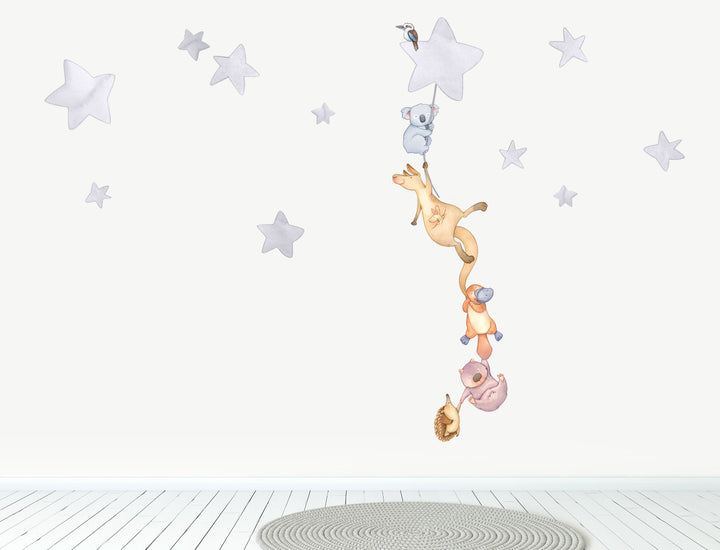Australian Animals Night Time Wall stickers Light Grey