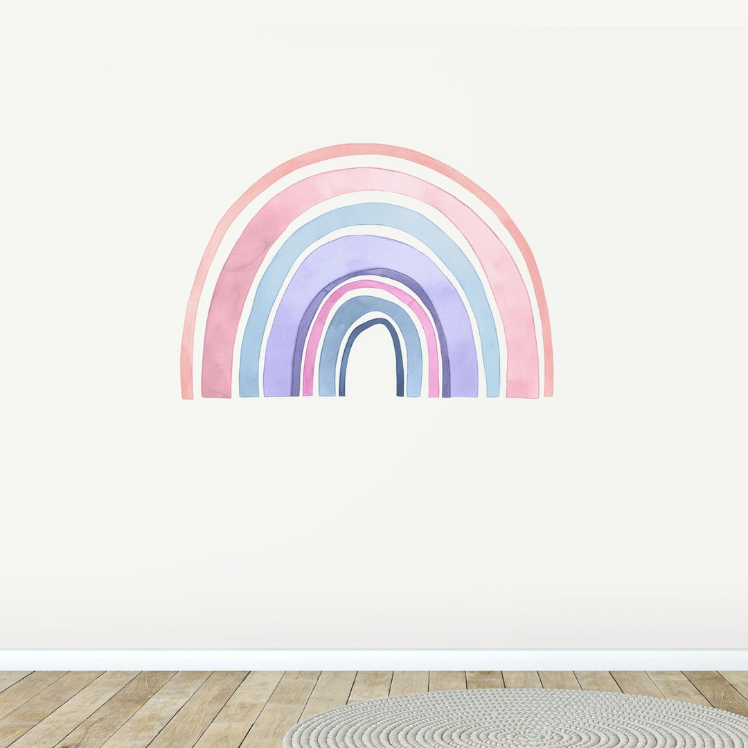 Large Rainbow Wall Decal for Children, pastel pinks