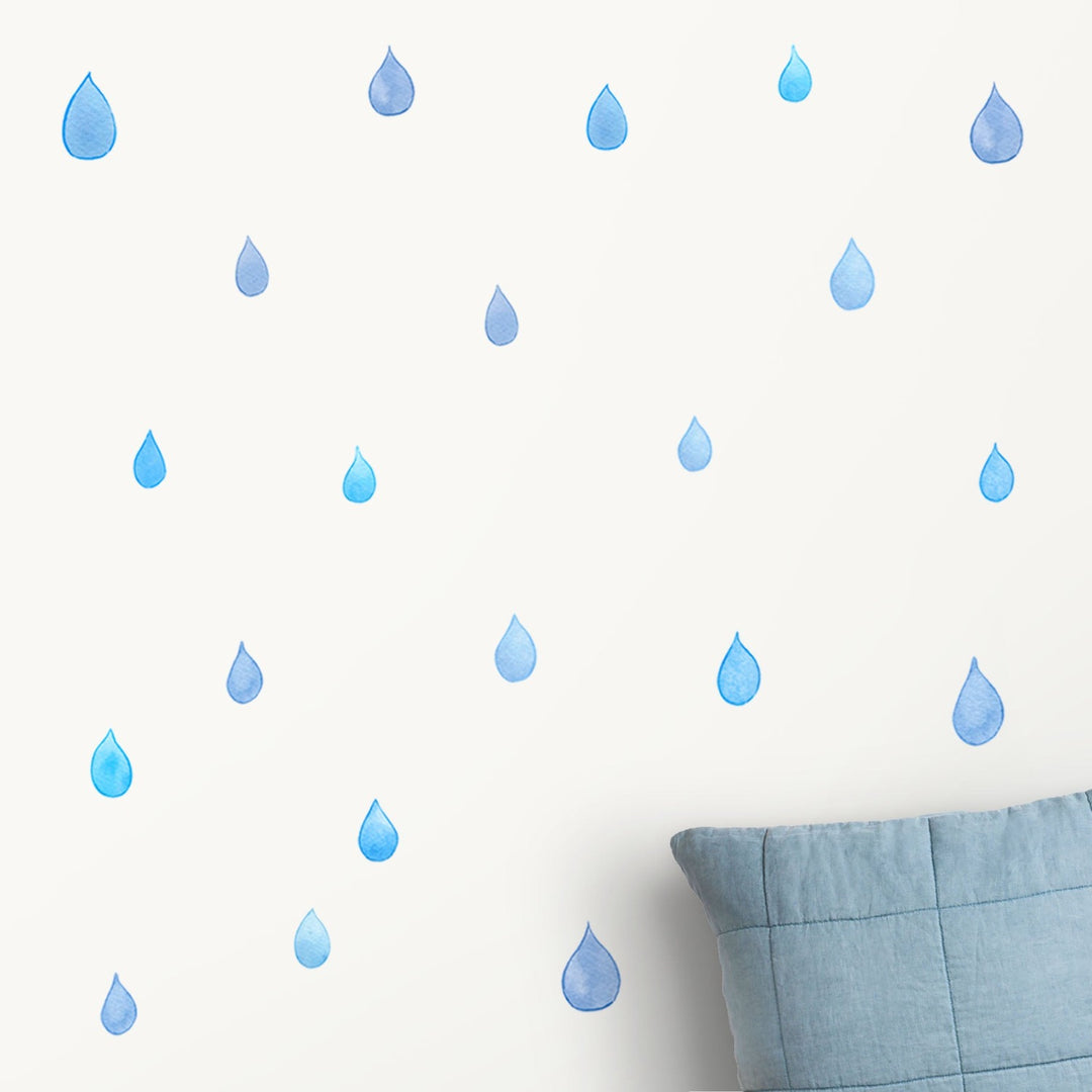 blue rain fabric wall decor, baby nursery