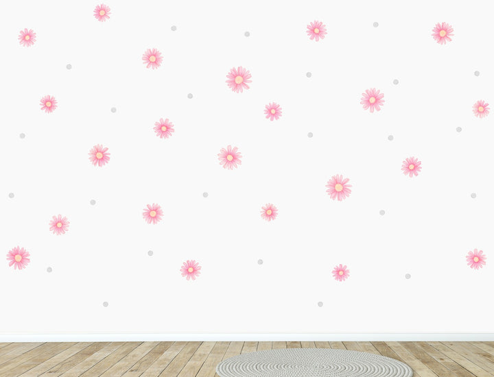 Pink daisy childrens removable wall art made in australia