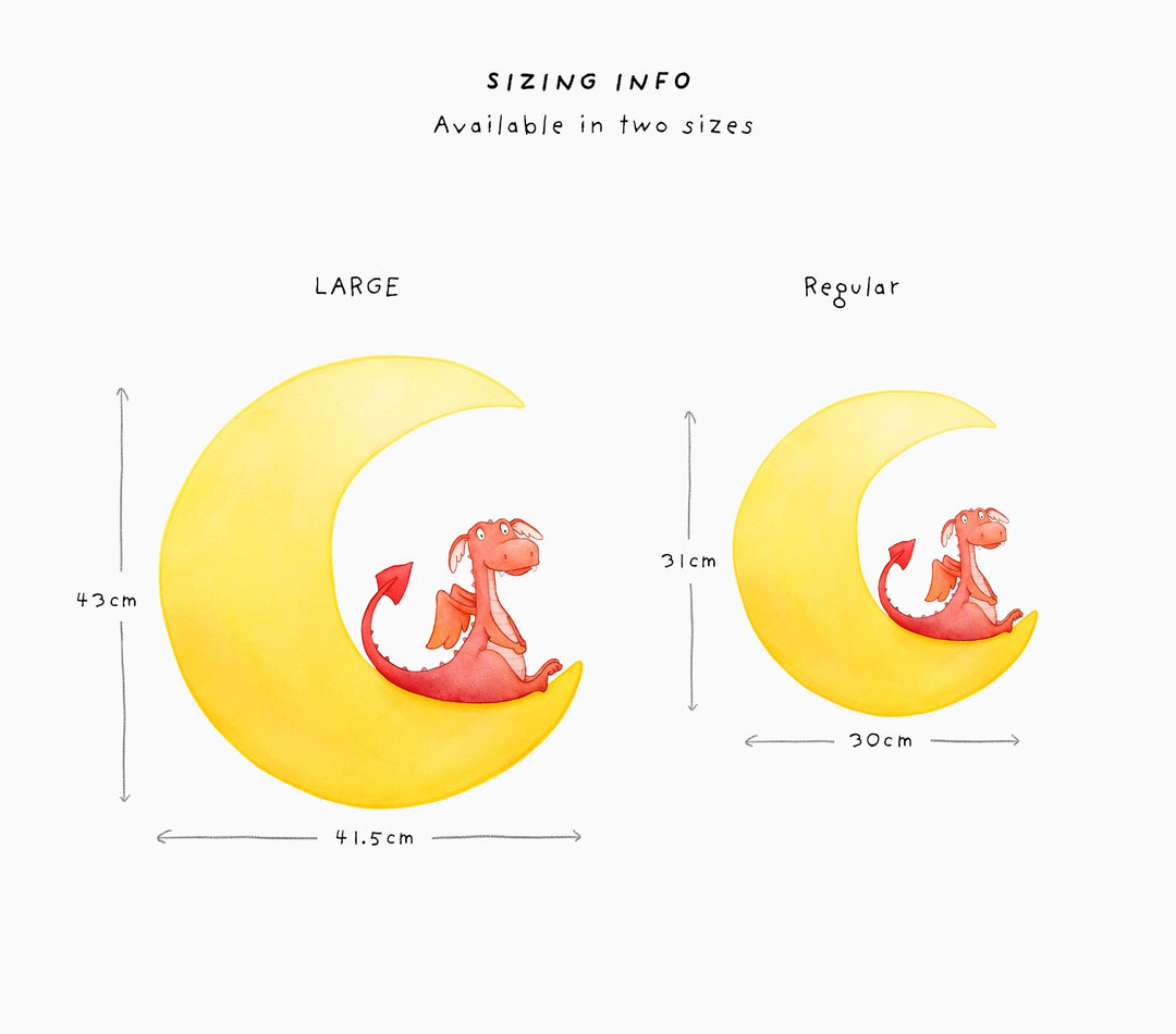 Sizing information for the dragon moon decal set