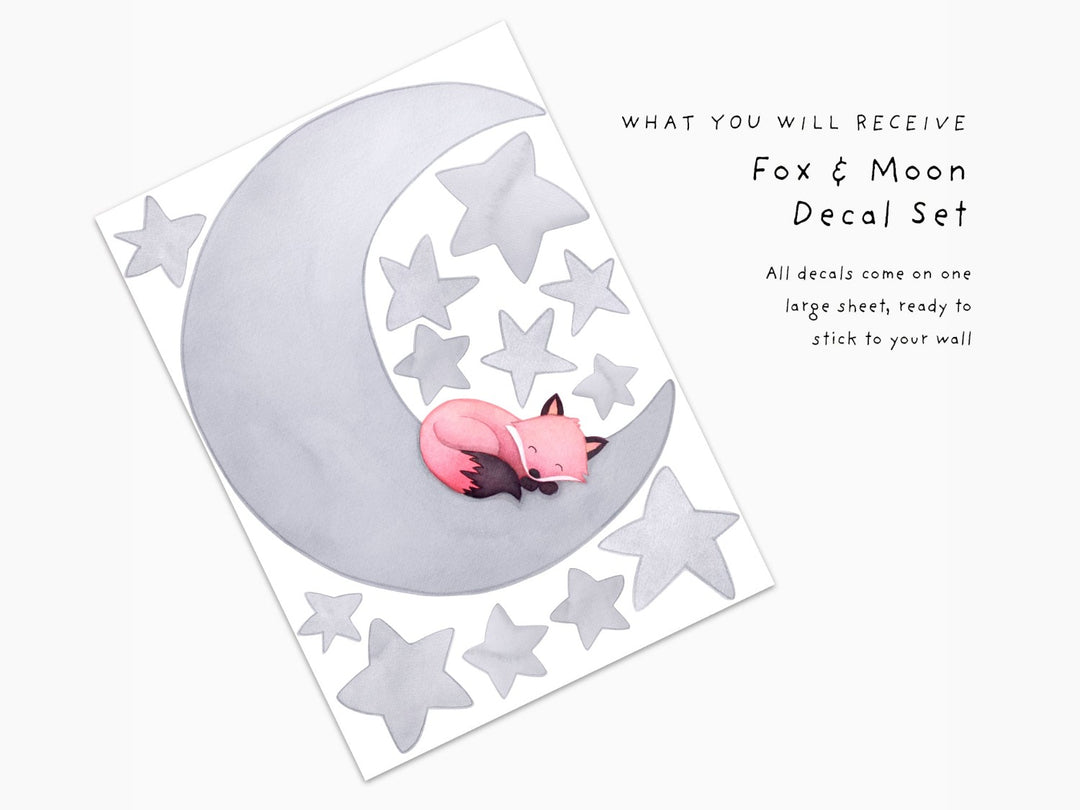 Dusty Pink Fox Moon Wall Decals