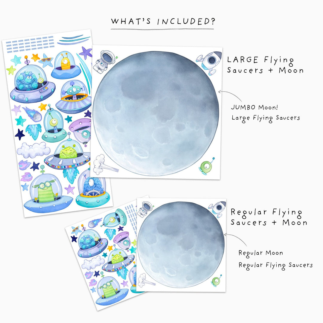 Aliens and Moon Children's Wall Decals Set Information