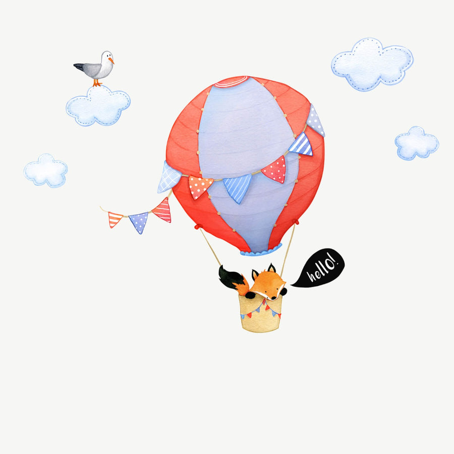 Fox Hot Air Balloon Wall Decal