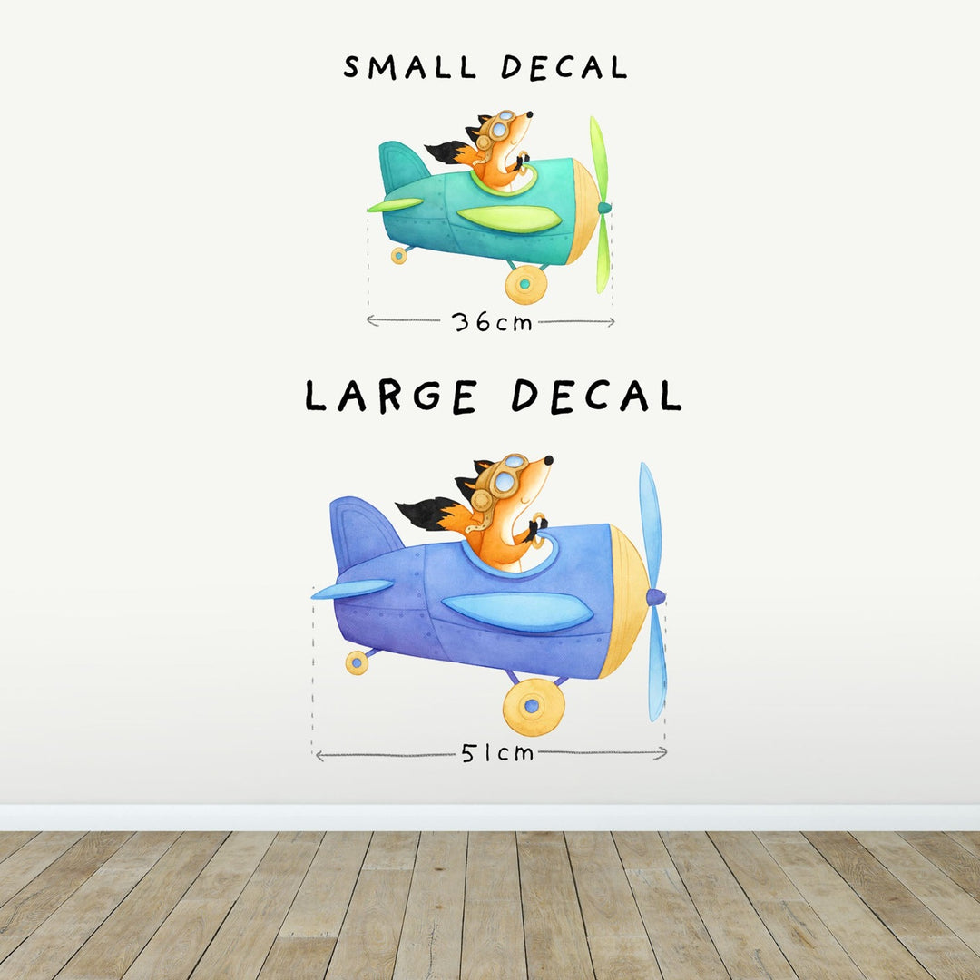 Fox Airplane Wall Decal - Softer Colours