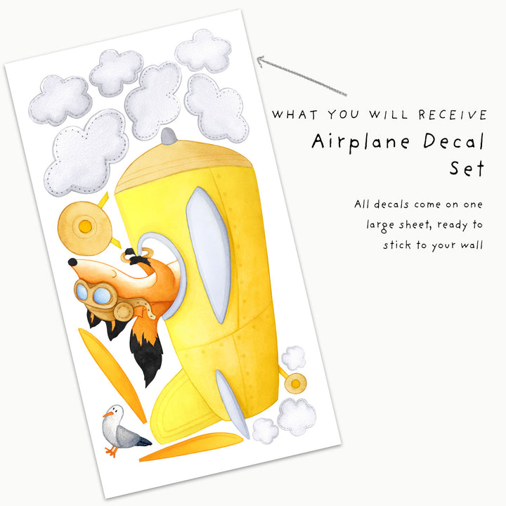 Airplane decals set information, ready to peel and stick