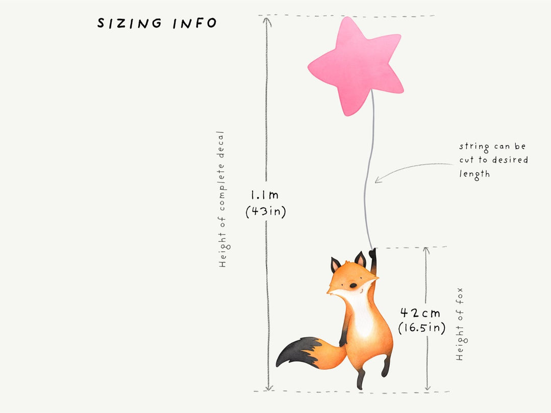 Little tall tales fox star wall decal set sizing information