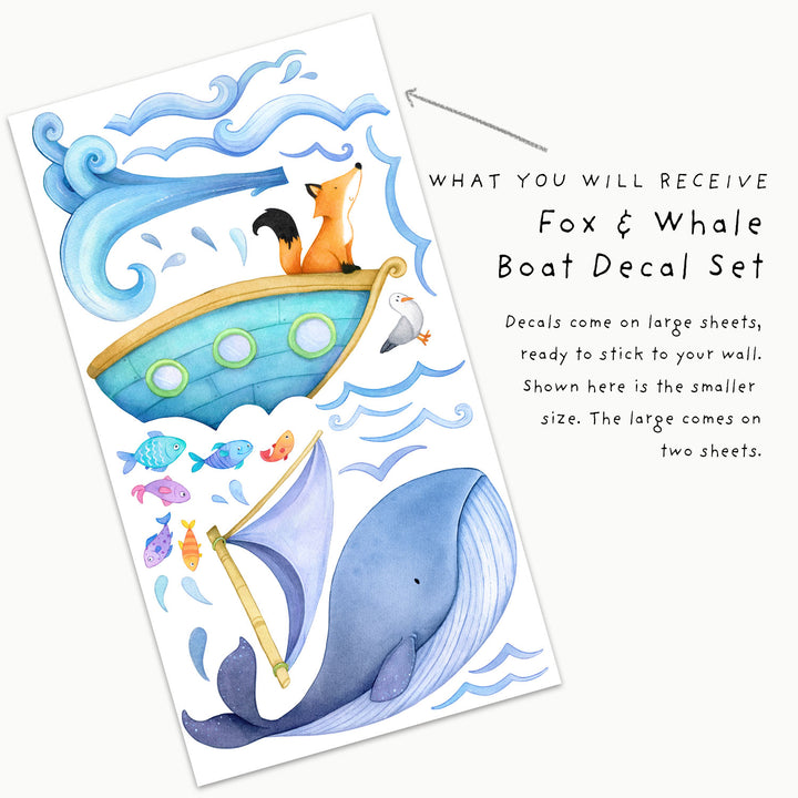 Ocean Fox in a Sail Boat Wall Decals