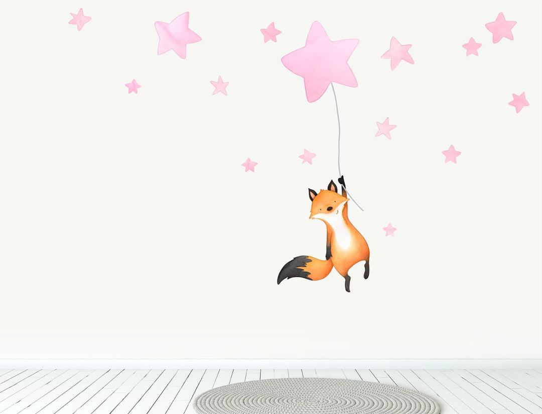 light pink fox wall decal for little girls room, reusable and removable