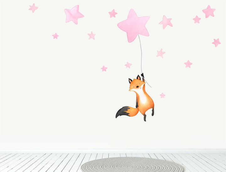 light pink fox wall decal for little girls room, reusable and removable