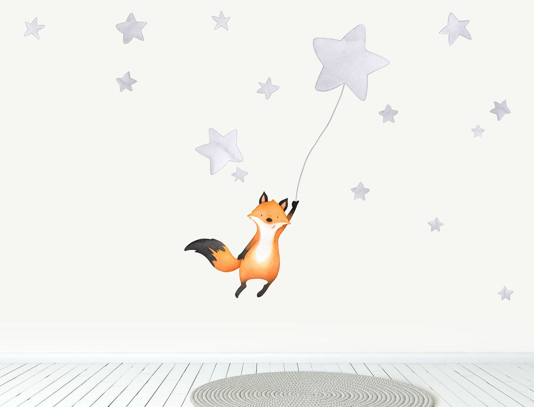 Light grey fox repositionable wall stickers for childs bedroom