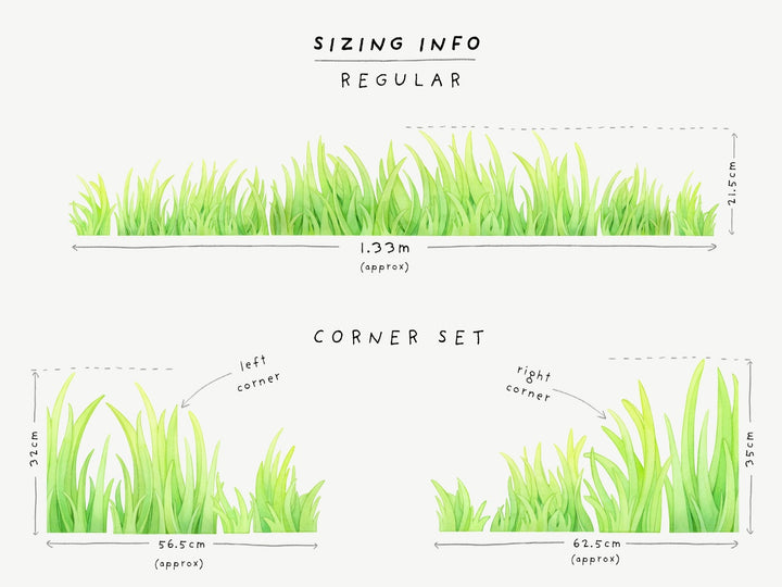 Grass Wall Stickers for Childrens rooms, Little Tall Tales, Sizing Information