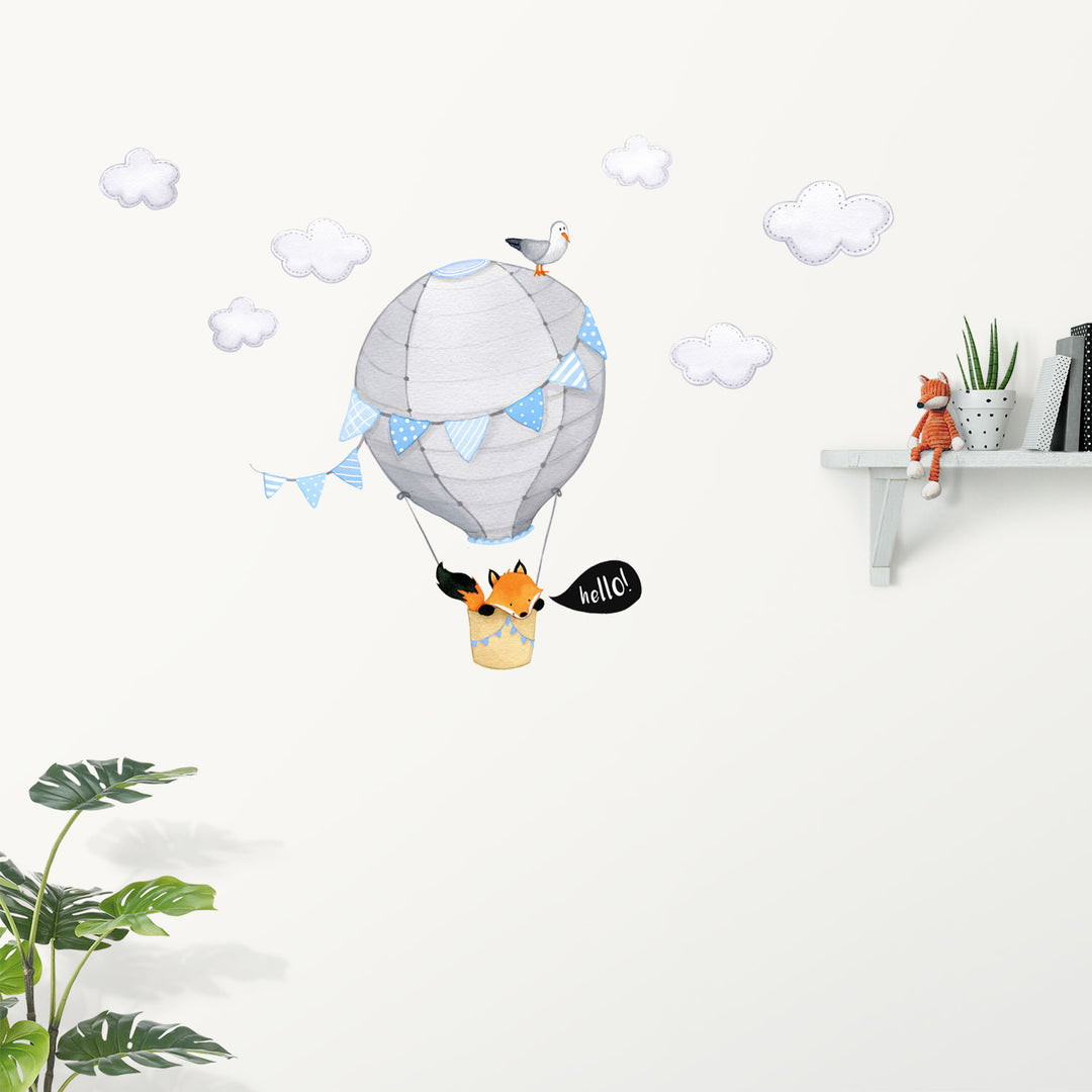 Grey Fox Hot Air Balloon Wall Decals