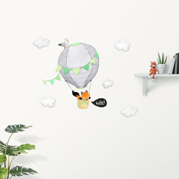 Grey Fox Hot Air Balloon Wall Decals