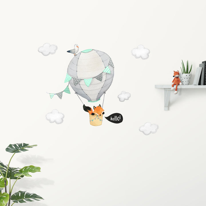 Grey Fox Hot Air Balloon Wall Decals