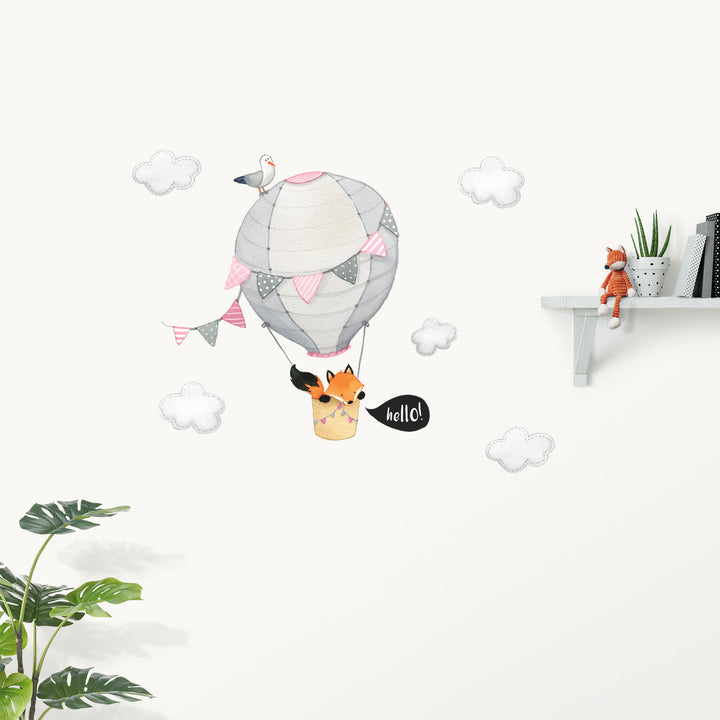 Grey Fox Hot Air Balloon Wall Decals