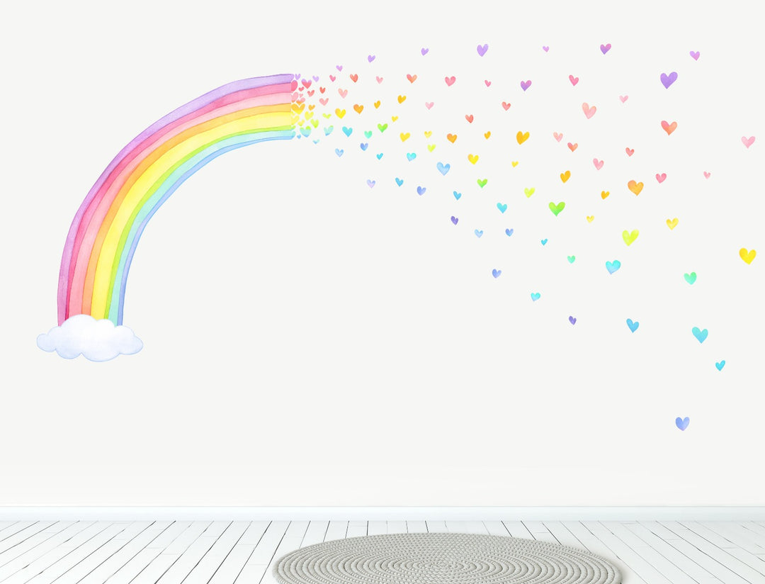 Rainbow Hearts Spray Fabric Wall Decal