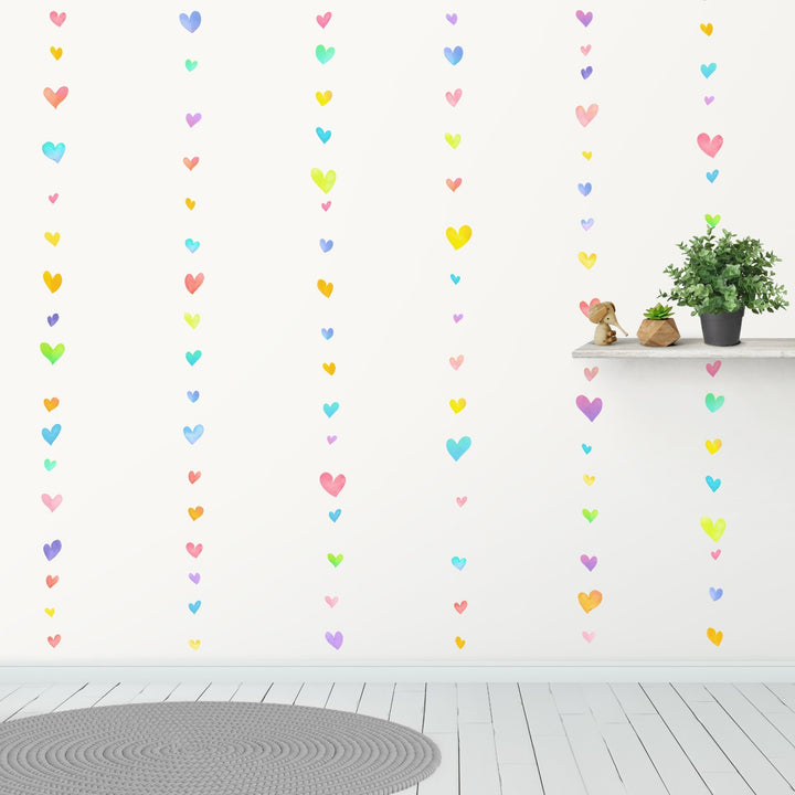 Rainbow Little Hearts Wal Decals For Children and Nurseries
