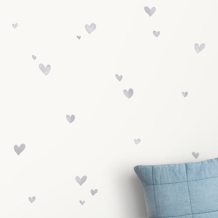 Light Grey Heart Repositionable Wall Stickers, Close Up