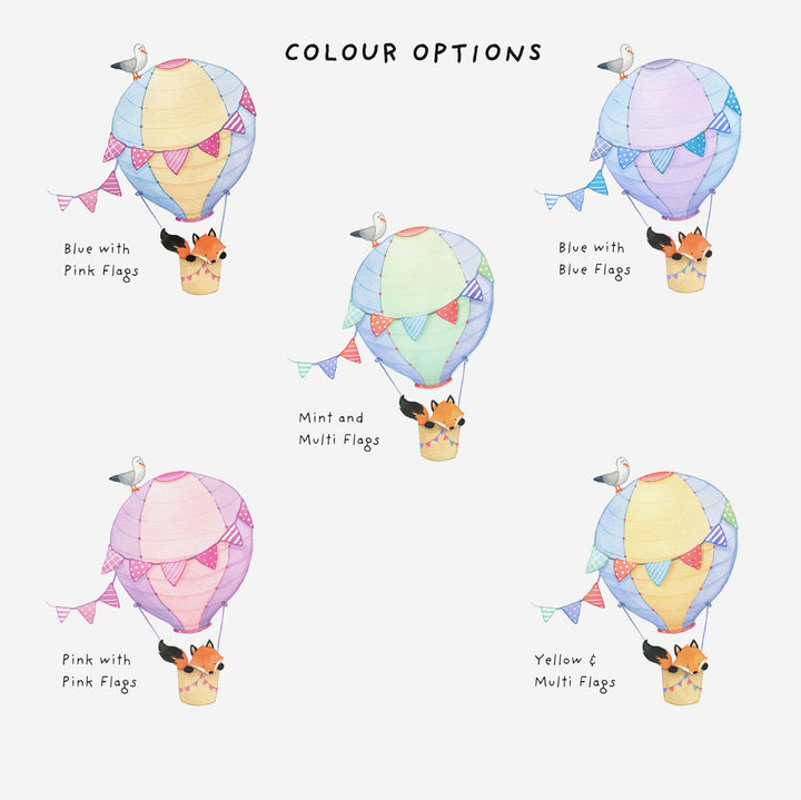 Multi-Colour Fox Hot Air Balloon Wall Decals