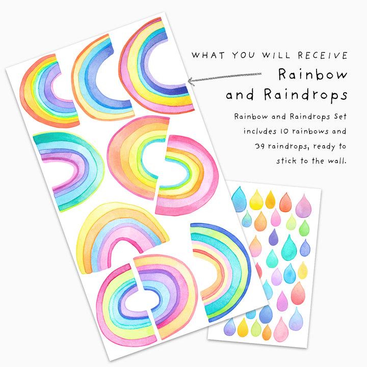 Rainbows and Raindrops Wall Decals