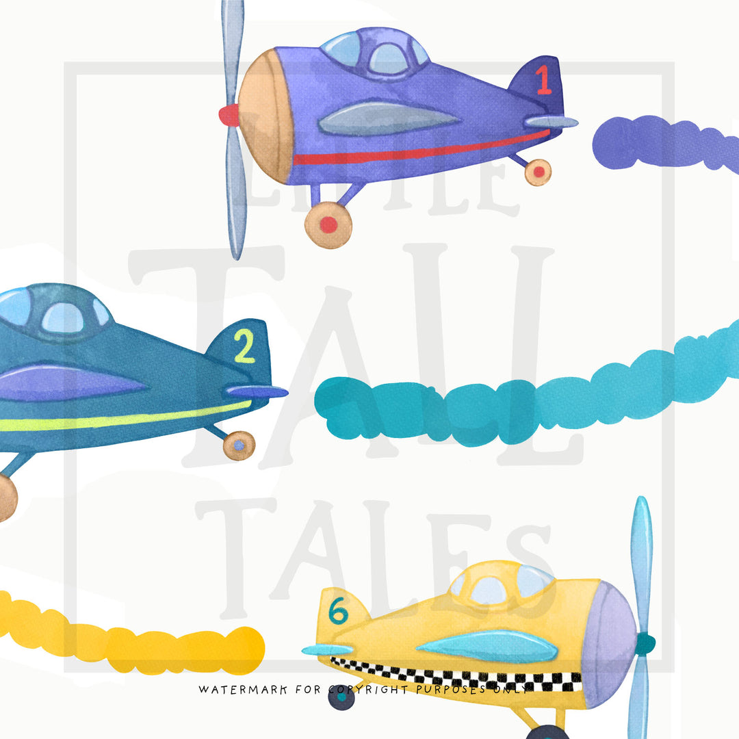 Little airplane wall decals, stunt plane, close up