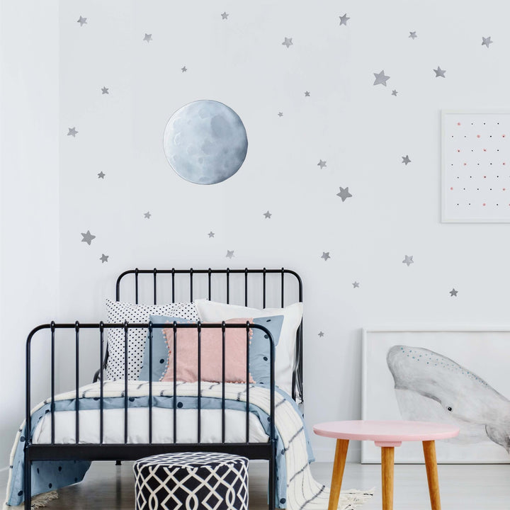 Full Moon and Stars Wall Decals