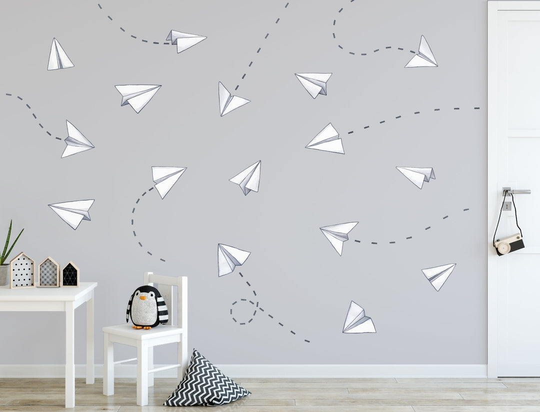 Paper plane fabric wall stickers, Kids room