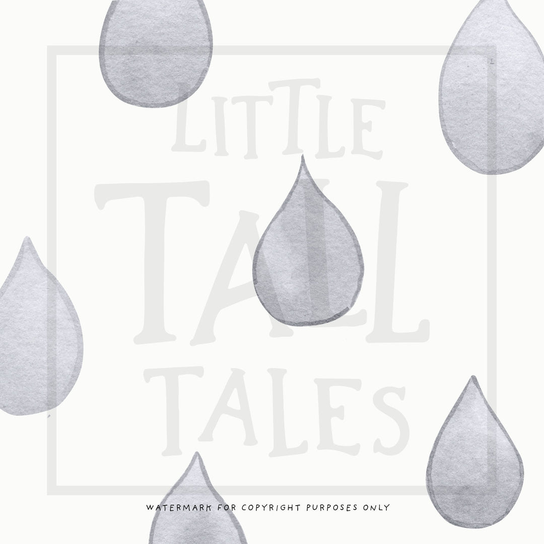 Raindrop wall decal Grey watercolour, close up, little tall tales
