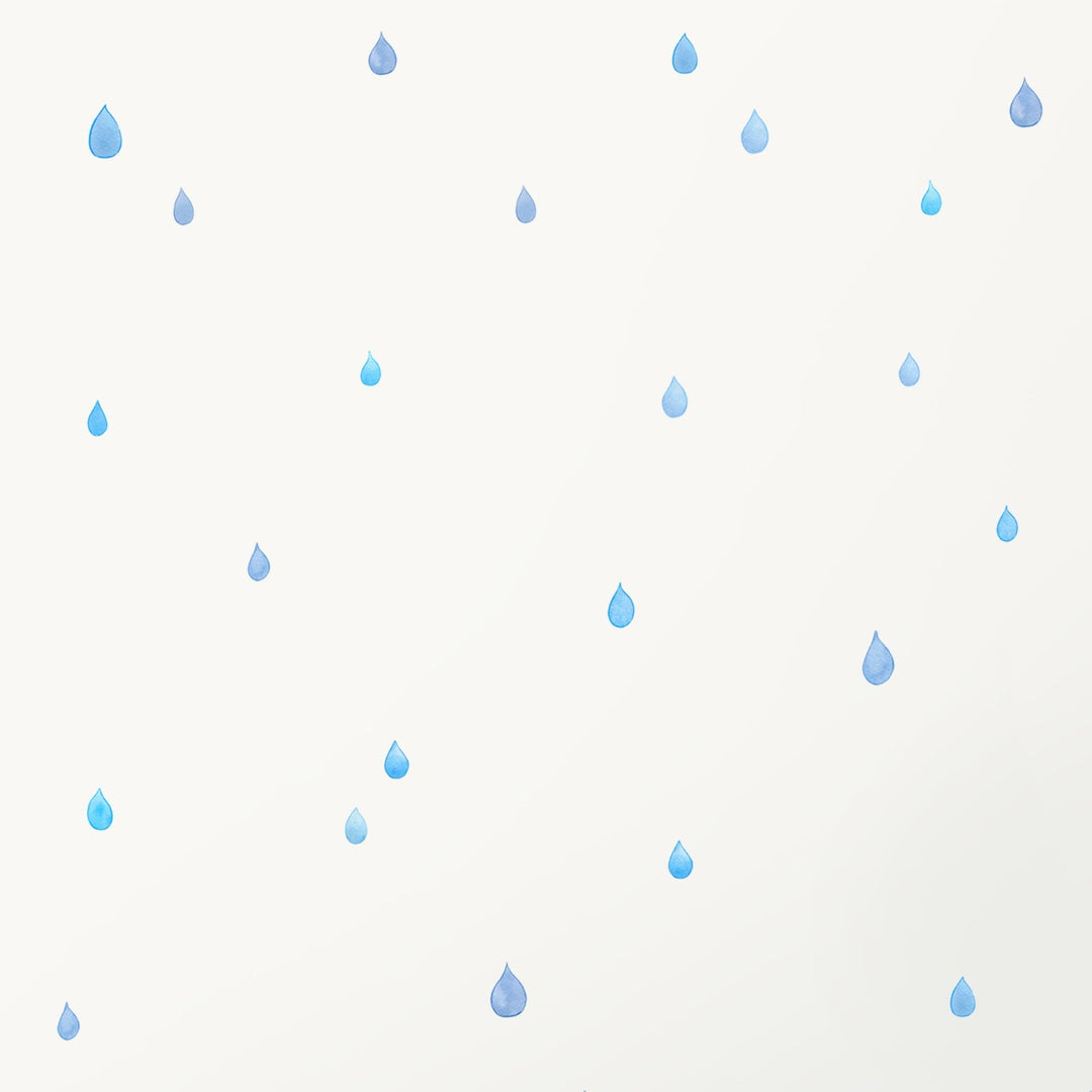 watercolour raindrop decals, large, blue