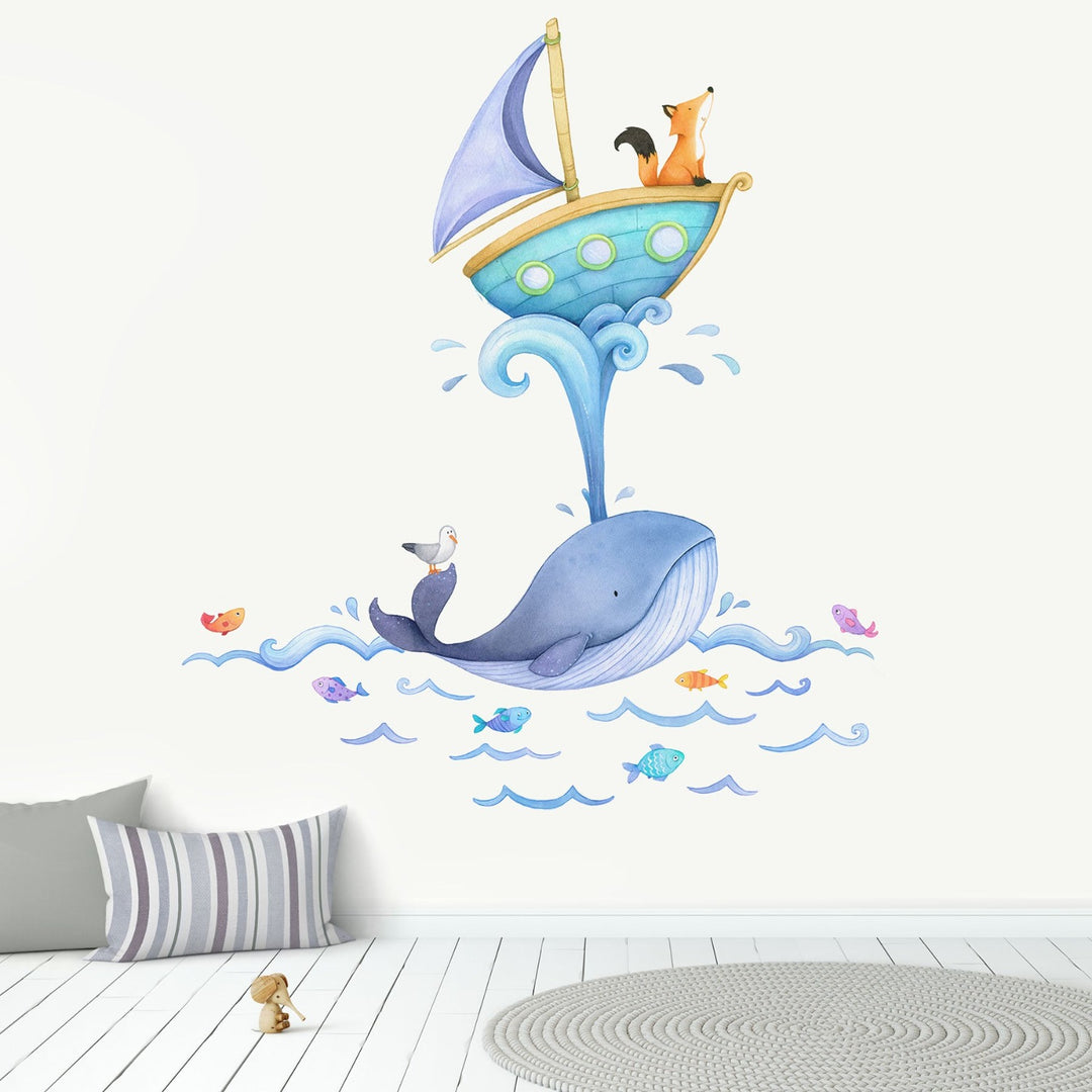Ocean Fox in a Sail Boat Wall Decals