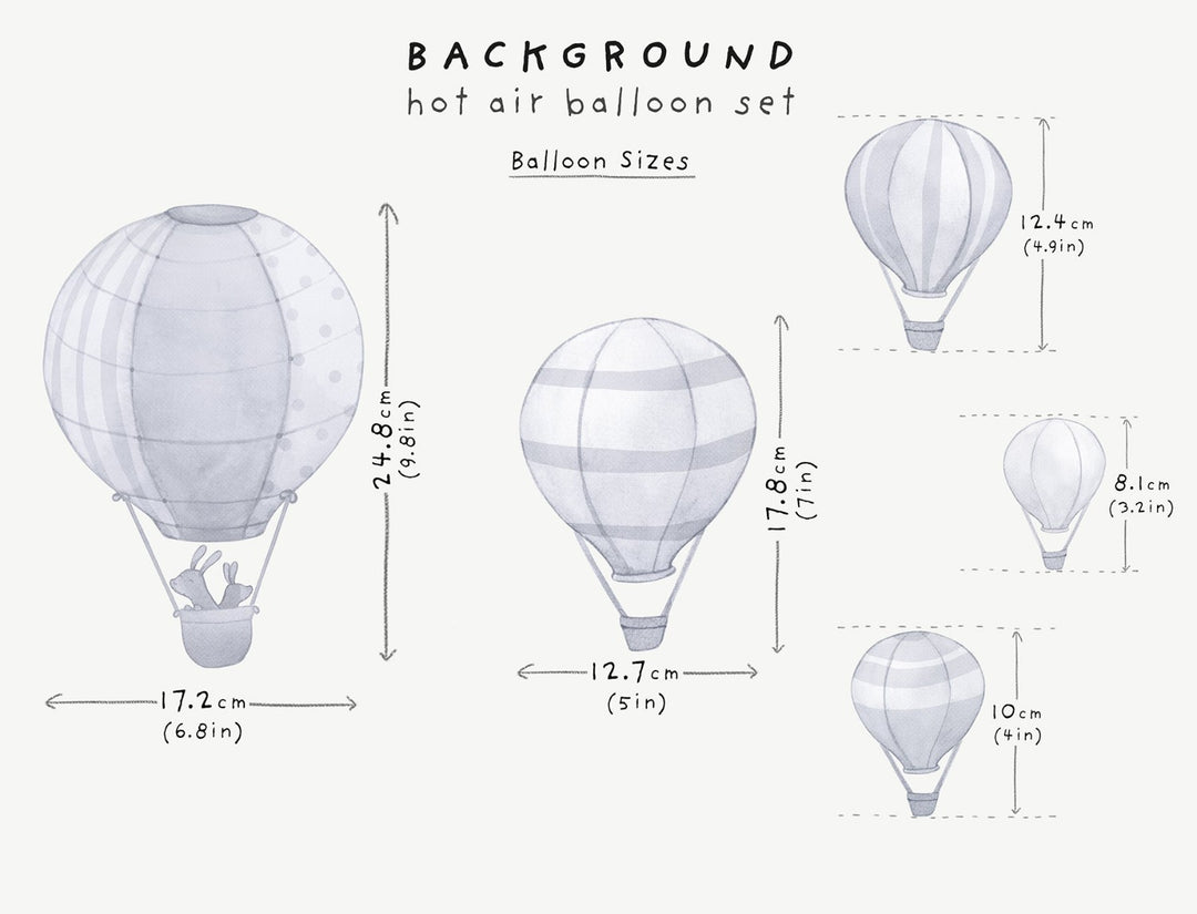 Hot Air Balloon Background Wall Decals