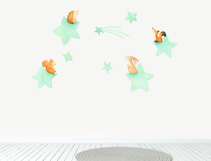 Woodland Stars Animals Night Time Wall Decals