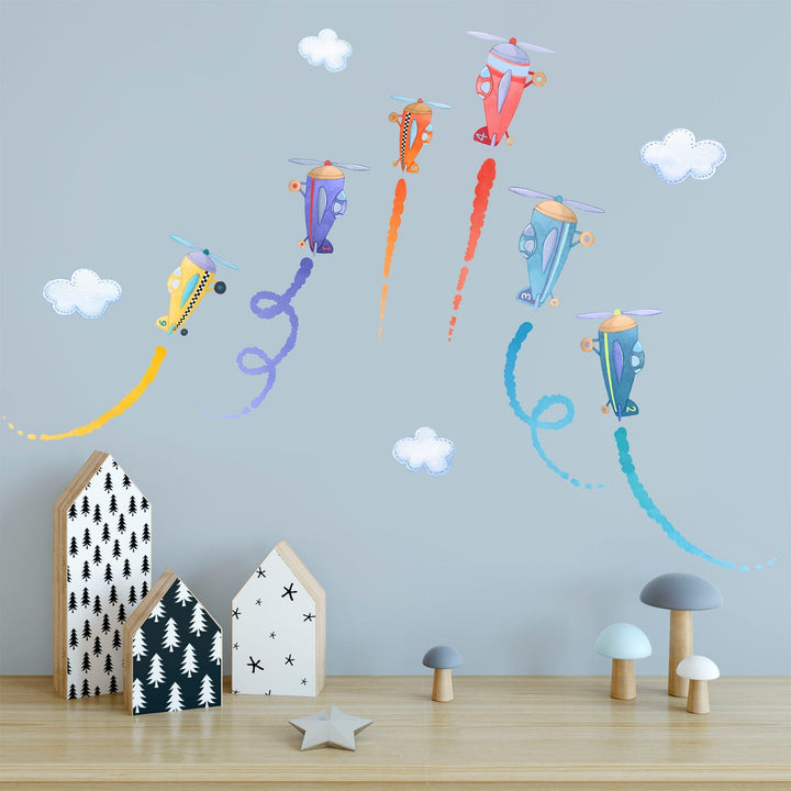 Stunt planes fabric wall stickers, children's room decor