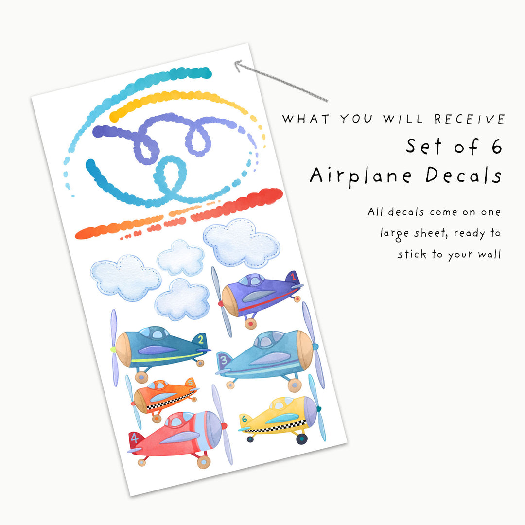 stunt plane removable wall decals, set information, little tall tales