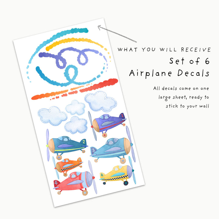 stunt plane removable wall decals, set information, little tall tales