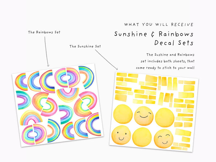 Happy Sunshine and Rainbows Fabric Wall Decals