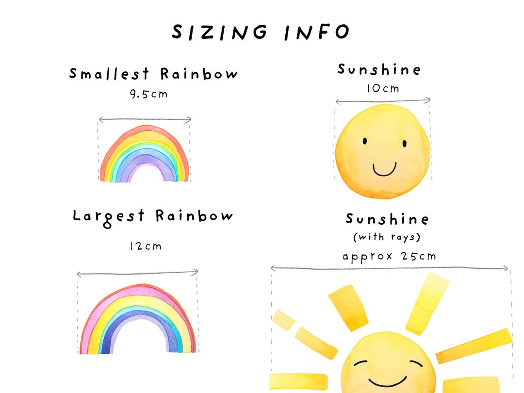 Happy Sunshine and Rainbows Fabric Wall Decals