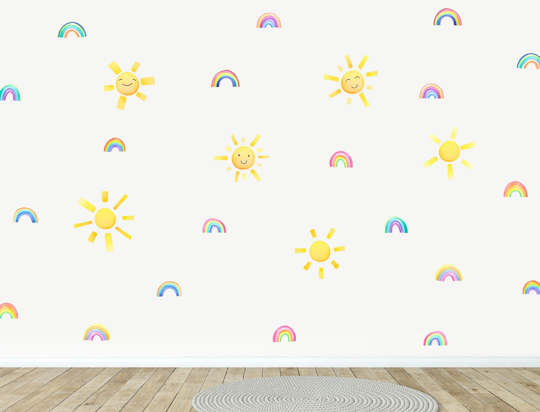 Happy Sunshine and Rainbows Fabric Wall Decals