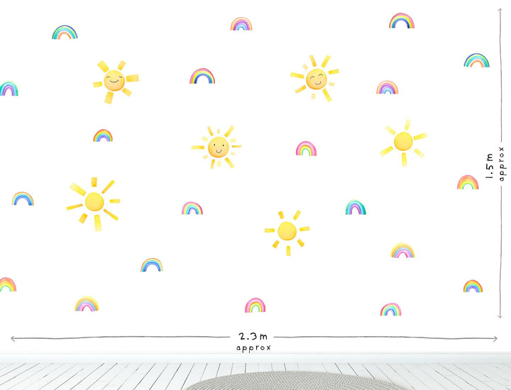 Happy Sunshine and Rainbows Fabric Wall Decals